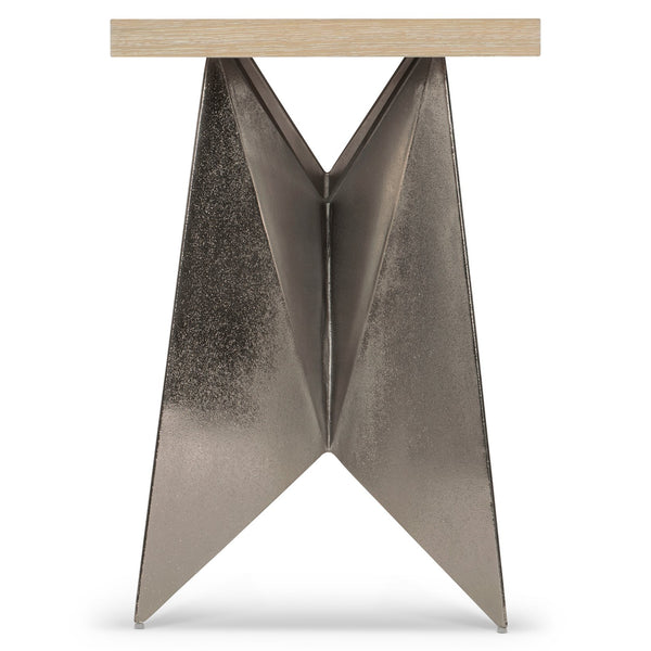 Bernhardt Bernhardt Solaria Console Table — 72" Rustic Modern White Oak Top With Shiny Nickel Origami Bases 310911