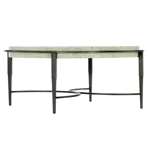 Bernhardt Bernhardt Travertine Barclay Cocktail Table — 42" Round Honed Stone Top With Antique Pewter Steel Base 512015