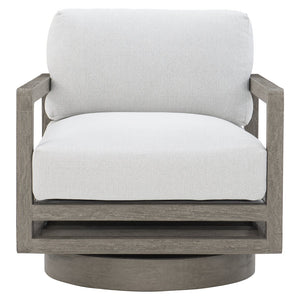 Bernhardt Bernhardt Teak Outdoor Swivel Chair With Performance Fabric Cushions, Weather-Ready 360° Comfort - Made to Order O1202SB