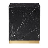 Homelegance By Top-Line Blaise Faux Marble End Table with Casters Black Marble