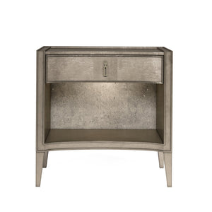 A.R.T. Furniture Cove Glam Transitional Nightstand With Usb Chargers, Touch Dimmer Light & Elegant Cork Design Grey Rubberwood Solids,Primavera Veneers,Cork,Metal 349140-2743