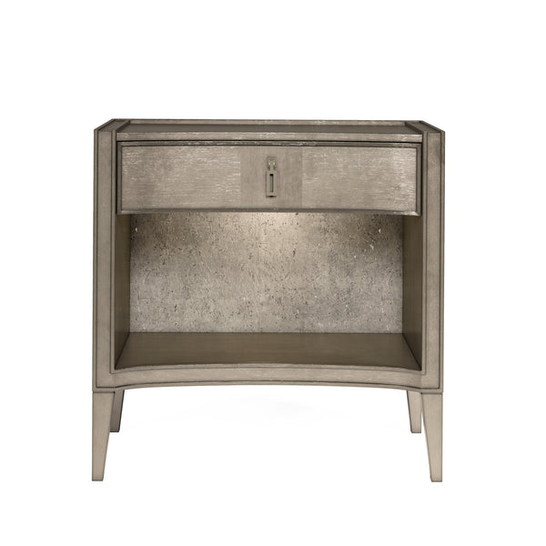 A.R.T. Furniture Cove Glam Transitional Nightstand With Usb Chargers, Touch Dimmer Light & Elegant Cork Design Grey Rubberwood Solids,Primavera Veneers,Cork,Metal 349140-2743
