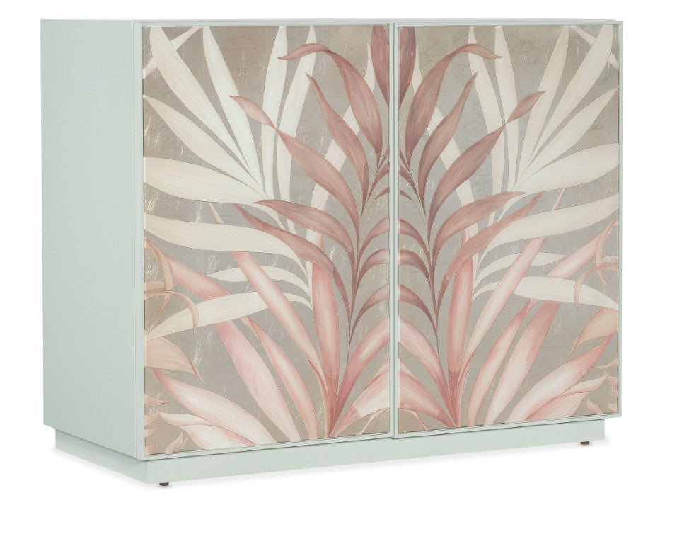 Hooker Furniture Triumph Mint Green Accent Chest With Gold‑Leaf Palm Doors, Solid Maple Veneer, Touch‑Latch Storage 5000-85014-05