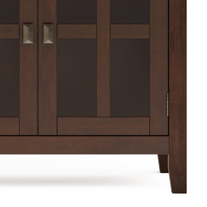 English Elm Artisan Solid Wood 4-Door Sideboard Buffet In Rich Russet Brown – Timeless Craftsmanship & Storage Solution B136P158430