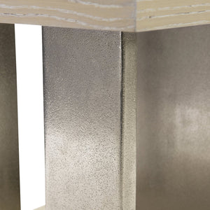 Bernhardt Bernhardt Solaria Sculptural Square Side Table — Rustic Modern Ash & Oak, Pierced Nickel Cast-Aluminum Panels 310124