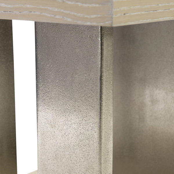 Bernhardt Bernhardt Solaria Sculptural Square Side Table — Rustic Modern Ash & Oak, Pierced Nickel Cast-Aluminum Panels 310124