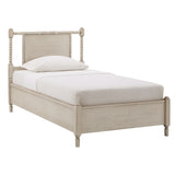 Homelegance By Top-Line Remi Antique Finish Beaded Wood Platform Bed Cream Rubberwood