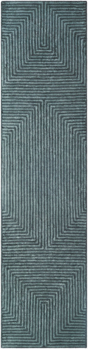 Livabliss Quartz Hand Tufted Viscose Area Rug Lustrous Sheen for Living or Dining Rooms Pale Blue, Char 2'6" x 10' QTZ5030-2610