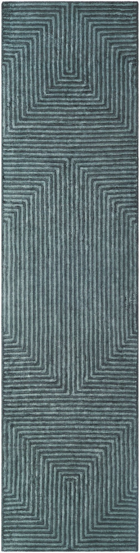 Livabliss Quartz Hand Tufted Viscose Area Rug Lustrous Sheen for Living or Dining Rooms Pale Blue, Char 2'6" x 10' QTZ5030-2610