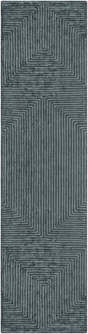 Livabliss Quartz Hand Tufted Viscose Area Rug Lustrous Sheen for Living or Dining Rooms Pale Blue, Char 2'6" x 8' QTZ5030-268
