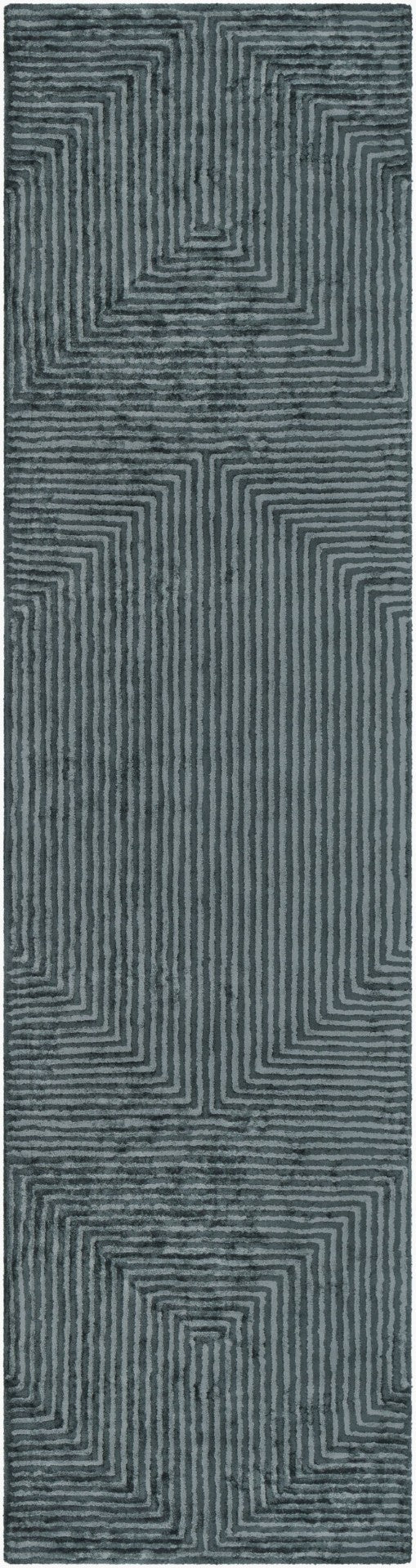 Livabliss Quartz Hand Tufted Viscose Area Rug Lustrous Sheen for Living or Dining Rooms Pale Blue, Char 2'6" x 8' QTZ5030-268