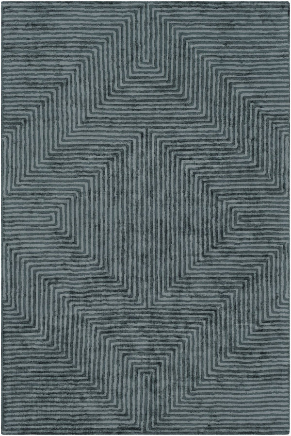 Livabliss Quartz Hand Tufted Viscose Area Rug Lustrous Sheen for Living or Dining Rooms Pale Blue, Char 2' x 3' QTZ5030-23