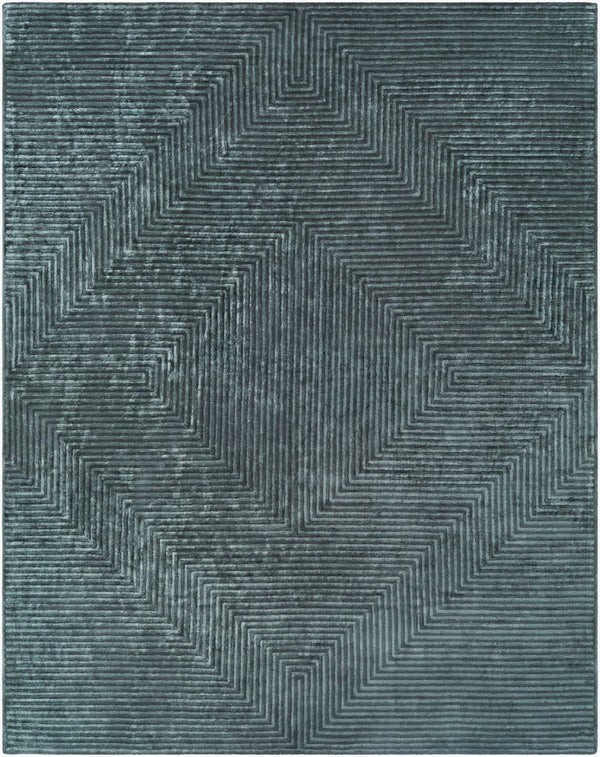 Livabliss Quartz Hand Tufted Viscose Area Rug Lustrous Sheen for Living or Dining Rooms Pale Blue, Char 8' x 10' QTZ5030-810