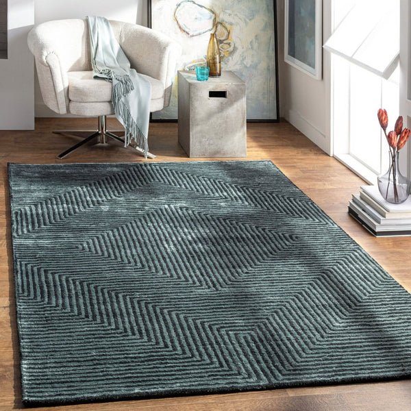 Livabliss Quartz Hand Tufted Viscose Area Rug Lustrous Sheen for Living or Dining Rooms Pale Blue, Char 2' x 3' QTZ5030-23