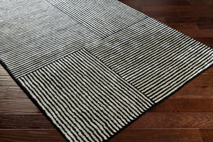Livabliss Quartz Hand Tufted Viscose Area Rug Lustrous Sheen for Modern Entryways and Accent Spaces Black, Oatmeal 9' x 13' QTZ5037-913