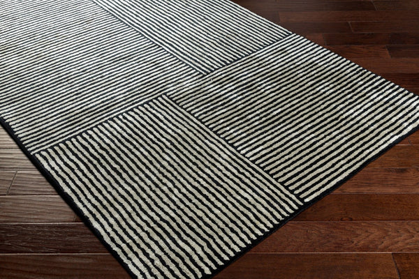 Livabliss Quartz Hand Tufted Viscose Area Rug Lustrous Sheen for Modern Entryways and Accent Spaces Black, Oatmeal 9' x 13' QTZ5037-913
