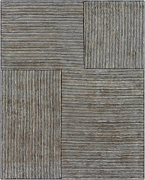 Livabliss Quartz Hand Tufted Viscose Area Rug Lustrous Sheen for Modern Entryways and Accent Spaces Black, Oatmeal 8' x 10' QTZ5037-810