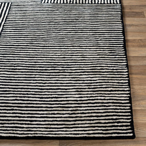 Livabliss Quartz Hand Tufted Viscose Area Rug Lustrous Sheen for Modern Entryways and Accent Spaces Black, Oatmeal 9' x 13' QTZ5037-913