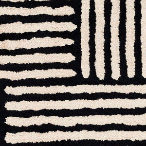 Livabliss Quartz Hand Tufted Viscose Area Rug Lustrous Sheen for Modern Entryways and Accent Spaces Black, Oatmeal 9' x 13' QTZ5037-913