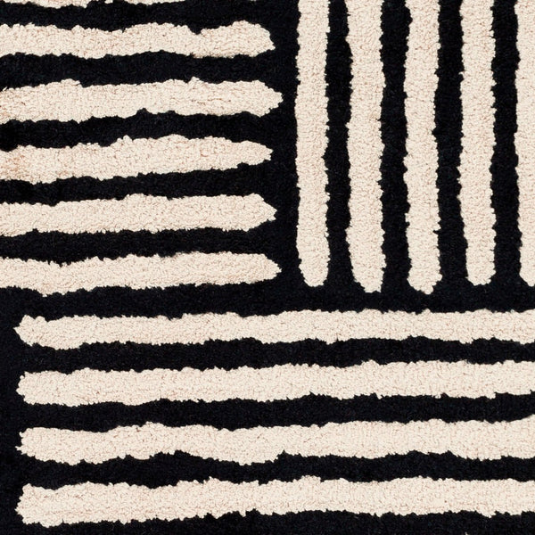 Livabliss Quartz Hand Tufted Viscose Area Rug Lustrous Sheen for Modern Entryways and Accent Spaces Black, Oatmeal 9' x 13' QTZ5037-913