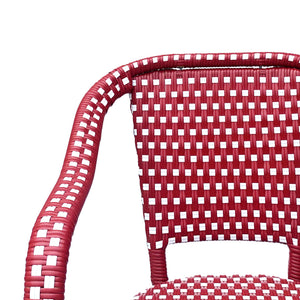 English Elm Bistro Chair Set of 2 French Country Woven Aluminum Outdoor Patio Seating Pair Red 72906.00RED