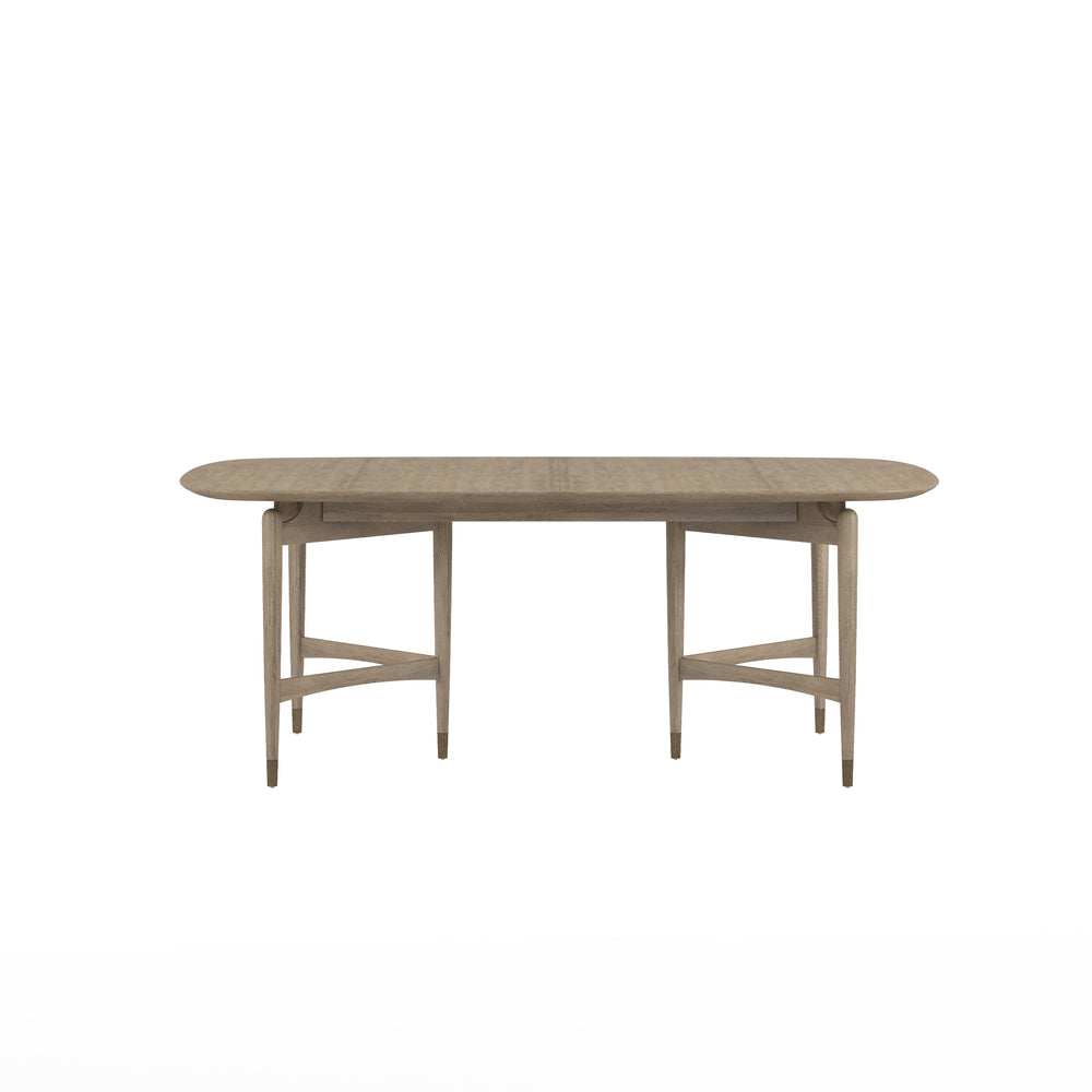 A.R.T. Furniture Finn Rectangular Dining Table – Mid-century Modern Design With Extendable Leaves & Antique Gold Accents Light Brown Parawood Solids,Elm Veneer,Metal 313220-2803