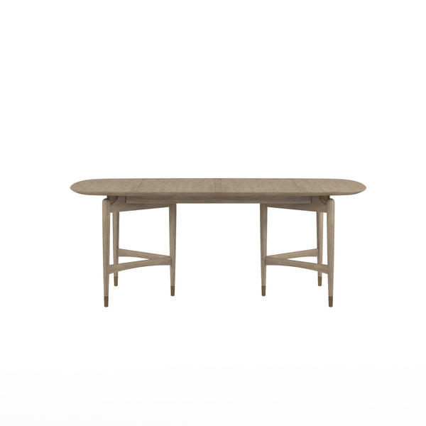 A.R.T. Furniture Finn Rectangular Dining Table – Mid-century Modern Design With Extendable Leaves & Antique Gold Accents Light Brown Parawood Solids,Elm Veneer,Metal 313220-2803