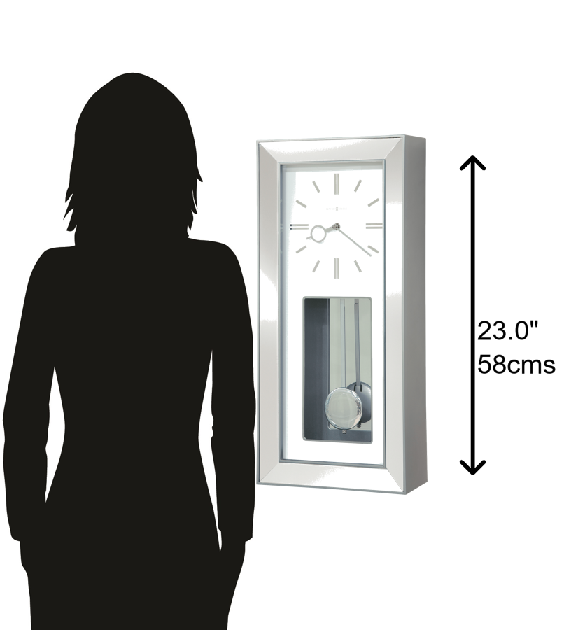 Hekman Furniture 625614 Chaz Wall Clock - Sleek Satin Silver Design With Polished Pendulum & Quartz Movement For Modern Homes  Chaz Wall Clock 625614