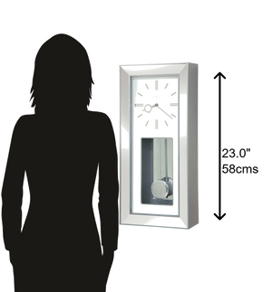 Hekman Furniture 625614 Chaz Wall Clock - Sleek Satin Silver Design With Polished Pendulum & Quartz Movement For Modern Homes  Chaz Wall Clock 625614