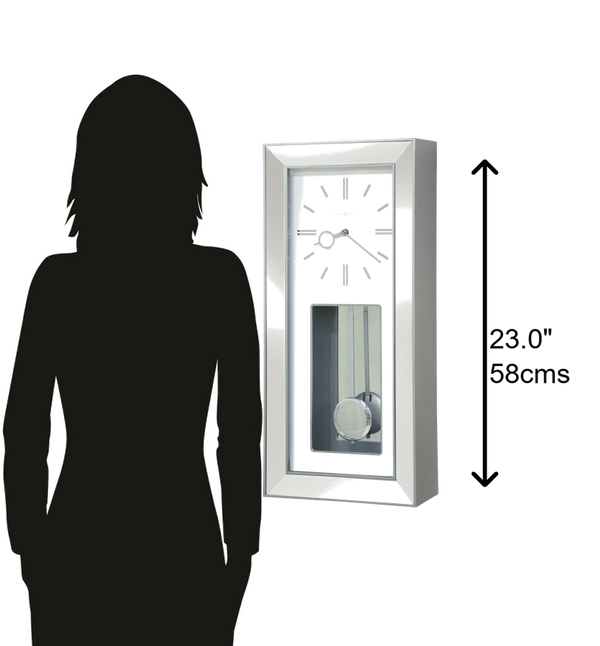 Hekman Furniture 625614 Chaz Wall Clock - Sleek Satin Silver Design With Polished Pendulum & Quartz Movement For Modern Homes  Chaz Wall Clock 625614