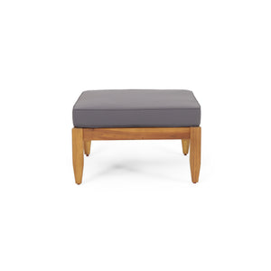 English Elm Christopher Knight Home® - Aston Teak Acacia Wood 3-Seater Outdoor Sofa Chat Set with Ottoman, Slat Design & Water-Resist Cushions 73001.00DGRY_74100.00DGRY
