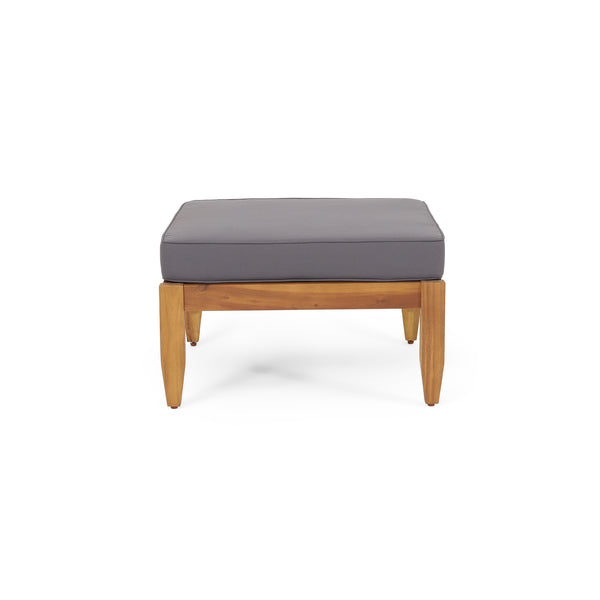 English Elm Christopher Knight Home® - Aston Teak Acacia Wood 3-Seater Outdoor Sofa Chat Set with Ottoman, Slat Design & Water-Resist Cushions 73001.00DGRY_74100.00DGRY