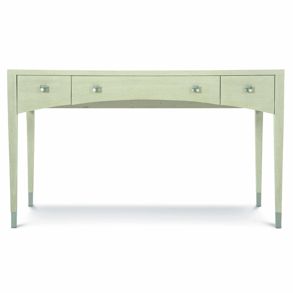 Bernhardt Bernhardt East Hampton Desk With Cerused Linen Quartered Ash, 3 Drawers, Aged Silver Accents — Refined Workstation 395510