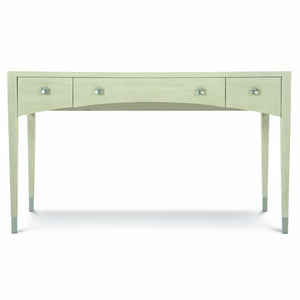Bernhardt Bernhardt East Hampton Desk With Cerused Linen Quartered Ash, 3 Drawers, Aged Silver Accents — Refined Workstation 395510