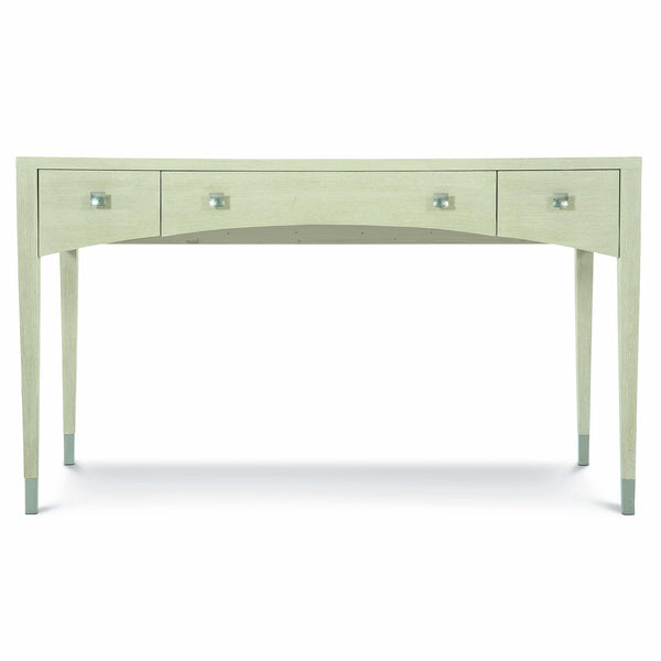 Bernhardt Bernhardt East Hampton Desk With Cerused Linen Quartered Ash, 3 Drawers, Aged Silver Accents — Refined Workstation 395510