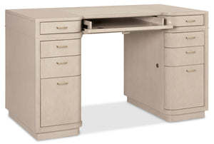 Hooker Furniture Marlowe Executive Writing Desk with Leather Surface Nine Drawers and Oak Veneer Finish 26.25L x 50.25W x 30.00H 6420-10458-80