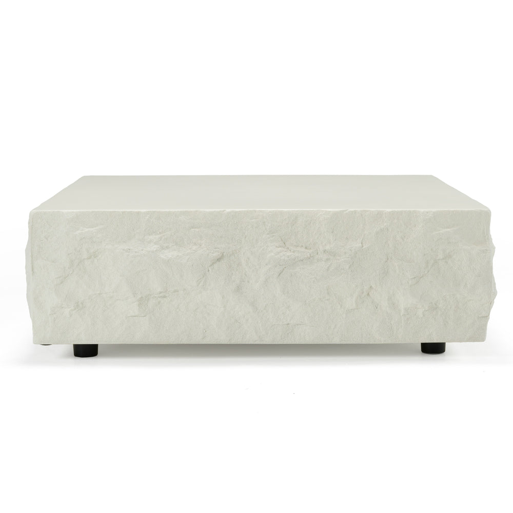 Vig Furniture Modrest Quarry - Striking Off-white Square Coffee Table With Textured Design For Modern Homes Off,White  Vgvc-ct111