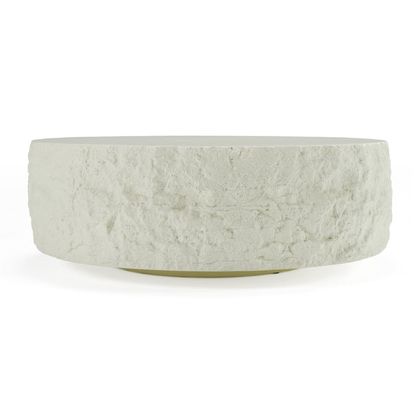 Vig Furniture Modrest Quarry - Sculptural Off-white Round Coffee Table For Modern Elegance And Timeless Luxury Off,White  Vgvc-ct112