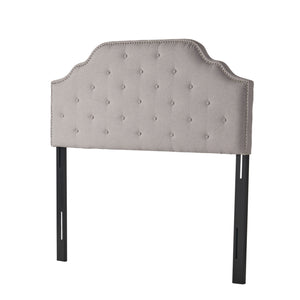 English Elm Tufted Queen Headboard with Nailhead Trim Solid Wood Frame and Adjustable Metal Legs Light Grey 57877.00LGRY