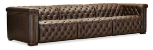 Hooker Furniture Savion Luxe Chesterfield 3-Seat Leather Sofa With Power Recliners, Headrests & Copper Nail Trim 43.00 L x 126.00W x 28.75H SS435-3PC3-089
