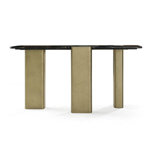 VIG Furniture Quest Black Rose Marble Console Table With Antique Brass Legs, Sculptural Hallway Accent, 63"W VGFA-DT2205