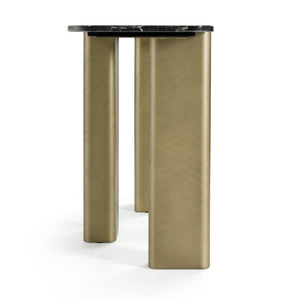 VIG Furniture Quest Black Rose Marble Console Table With Antique Brass Legs, Sculptural Hallway Accent, 63"W VGFA-DT2205