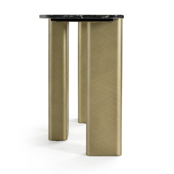VIG Furniture Quest Black Rose Marble Console Table With Antique Brass Legs, Sculptural Hallway Accent, 63"W VGFA-DT2205