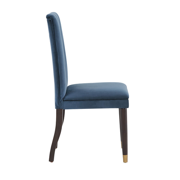 Homelegance By Top-Line Maya Velvet Channel Back Dining Chairs (Set of 2) Blue Rubberwood