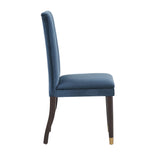 Homelegance By Top-Line Maya Velvet Channel Back Dining Chairs (Set of 2) Blue Rubberwood