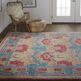 Feizy Rugs Beall Hand-knotted Wool Rug – Timeless Arts And Crafts Design With Modern Color Palettes & Style Blue,Red,Yellow Wool Bea6633fmlt000i68