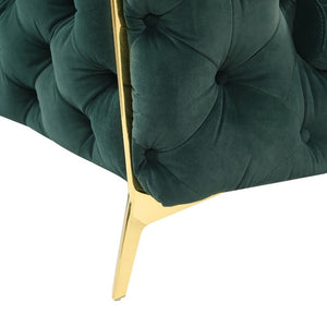 VIG Furniture Quincey Emerald Green Velvet Loveseat With Diamond Tufting, Overstuffed Tuxedo Arms & Gold Legs VGKNK8520-GRN-L