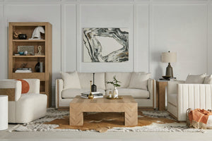 A.R.T. Furniture Cassat Channeled Sofa In Okla Snow With Washed Oak Accents - Casual Contemporary Comfort & Style White Parawood Solids With Ash Embossing,Foam,Fabric 522501-5302aa