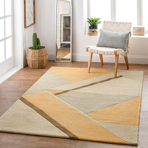 Surya Queens Modern Handmade 2' X 3' Luxury Wool Rug - High/Low Design For Stylish Indoor Spaces Camel Wool Qun2305-23