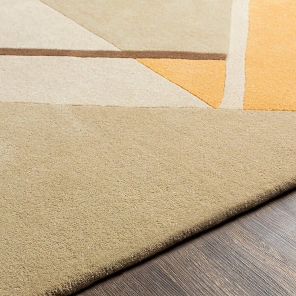 Surya Queens Modern Handmade 2' X 3' Luxury Wool Rug - High/Low Design For Stylish Indoor Spaces Camel Wool Qun2305-23